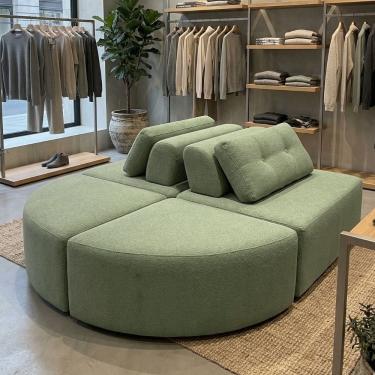 Imagem de Sofá Modular Cielo 4 Lugares Design Orgânico Moderno 204cm Bouclê Verde Claro - Montana...
