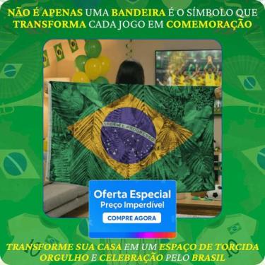Imagem de Bandeira do Brasil 150x100 Copa do Mundo com Espaço para Haste e Acaba