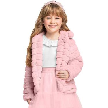 Imagem de Jaqueta Casaco Infantil Inverno Menina Pelo Strip Trick Nick, Rosa, 3