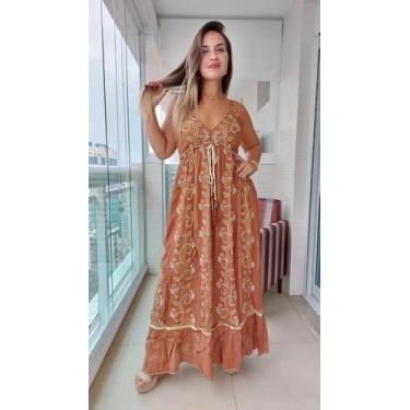 Imagem de Vestido Longo Indiano Linha Luxo Premium Boho Chic c/ Forro-cod.138 - 