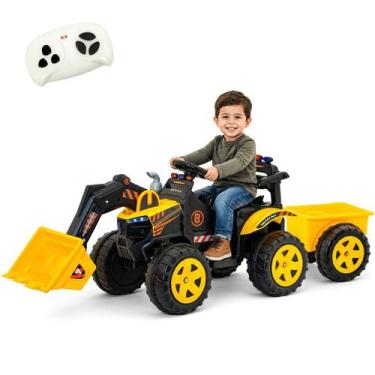 Imagem de Trator Eletrico Biemme Escavedeira B Land Amarelo 12V Controle