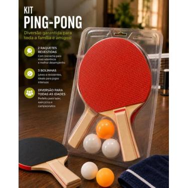 Imagem de Kit Ping Pong 2 Raquetes + 3 Bolinhas Tênis de Mesa Michelon