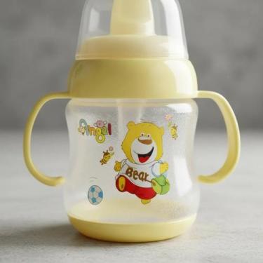 Imagem de Copo Infantil Plástico 300ml Resistente Livre De BPA, Amarela