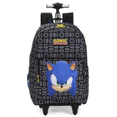 Imagem de Mochila Escolar Rodas Costas Sonic Game Preto - - Luxcel