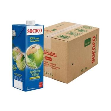 Imagem de Água De Coco Natural Sococo Caixa 1L Caixa com 12 Unidades