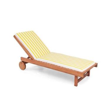 Imagem de Almofada Espreguiçadeira Amarelo e Branco Conforto 180x52x3cm para Sol