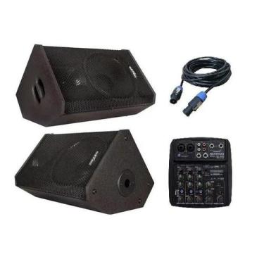 Imagem de Kit Caixa Ativa E Passiva Saga 12 250w + Mesa De Som 4c - LL Audio