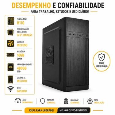 Imagem de Computador PC Intel Core i5 6 16GB SSD 480GB Desktop WiFi - AMORIM SHO