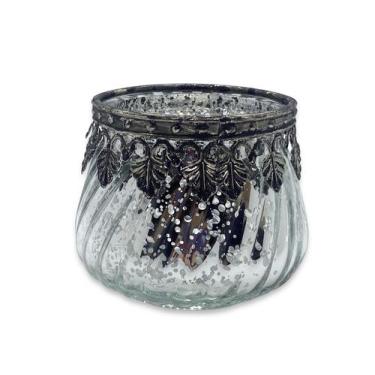 Imagem de Castiçal Porta Velas Medieval em Vidro Vintage Prata - Flash