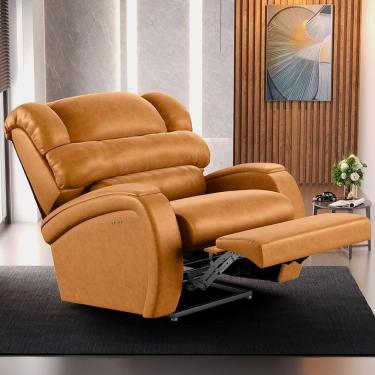 Imagem de Poltrona Reclinável Kylie Power Touch com Massagem Usb Pu Whisky Gran Belo