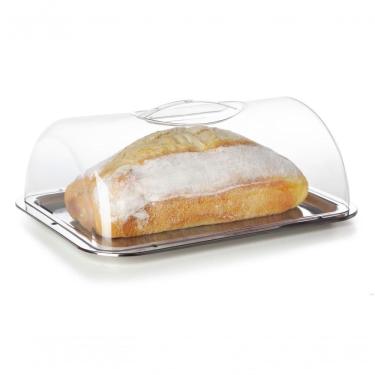 Imagem de Porta Pão Bolo Inox Boleira com Tampa Cúpula para Armazenar Alimentos Inox e PS Transparente Forma Utilidades