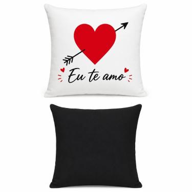 Imagem de Almofada Decorativa Eu Te Amo com Enchimento em Fibra e Zíper 40x40CM Shoppingnet