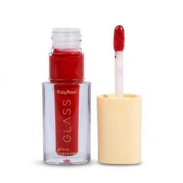 Imagem de Gloss Laqueado Glass Ruby Rose Cor BG04 Brilho Espelhado Para Lábios -