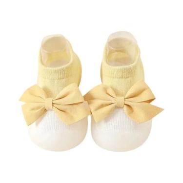 Imagem de Sapatos De Bebê Respiráveis E Antiderrapantes Em Algodão Cardado, Meia