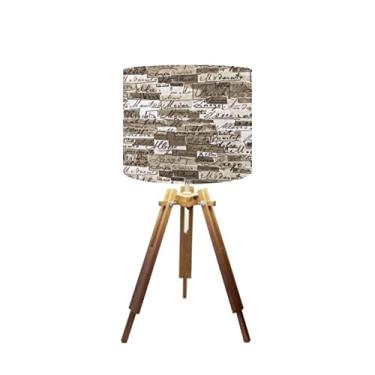 Imagem de Abajur Mesa Tripé Madeira 60cm Cores Estampadas -Md1001 Cúpula Ø30