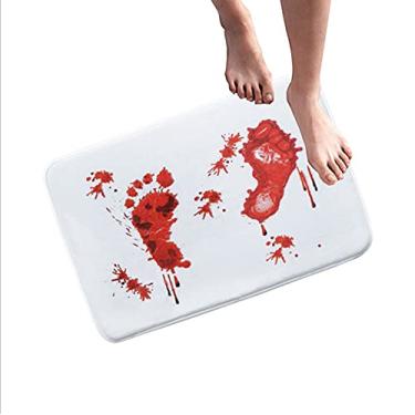 Imagem de Capacho de Halloween Fear, capacho de Halloween que não escorregam para abóboras, morcego, lua, caveiras - decorações de Halloween, tapetes laváveis para área de inverno para ambientes externos internos ou travessuras - branco G: 40 cm L: 60 cm