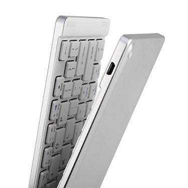 Imagem de Teclado Bluetooth, teclado branco magnético dobrável tamanho pequeno portátil para laptop