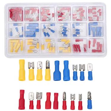 Imagem de Terminais de fio, 120pcs Terminais de fio elétrico Conector de crimpagem Conjunto de terminais prensados ​​a frio Estabilidade e confiabilidade para uso marítimo e automotivo