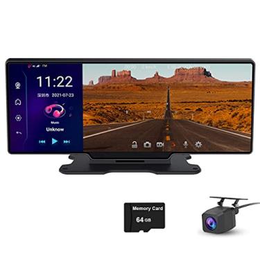 Imagem de XRC TECH Câmera veicular para painel de carro Android 8.1 grande retrovisor com tela sensível ao toque IPS de 10 polegadas, tela ampla 4G, rede de carro, DVR, Wi-Fi, GPS, Navi, Bluetooth, música, lente dupla, FHD 1080P
