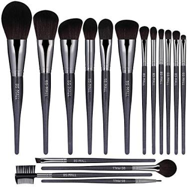 Imagem de BS-MALL(TM) Conjunto de pincéis de maquiagem premium de maquiagem sintético Kabuki Cosmetics Foundation blush delineador de rosto pó pincel de maquiagem kit (16 peças, preto)