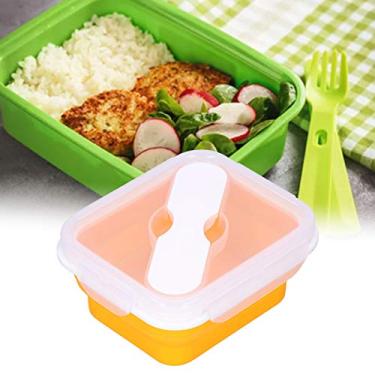 Imagem de Lancheira térmica, lancheira, 600 ml com colher de garfo para estudantes para escola para escritório para equipe (laranja)