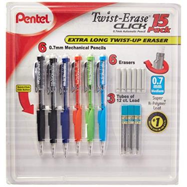 Imagem de Pentel Conjunto de lapiseiras Twist-Erase Click – 6 lapiseiras, 6 borrachas extras, 3 tubos de recargas de chumbo