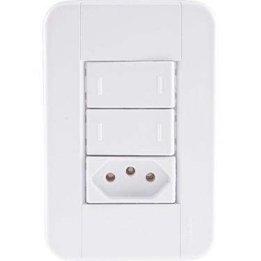 Imagem de Conjunto 4x2 com 2 Interruptores Paralelos 10 A 250 V e 1 Tomada 2P+T 10 A 250 V Tramontina Tablet Branco Tramontina