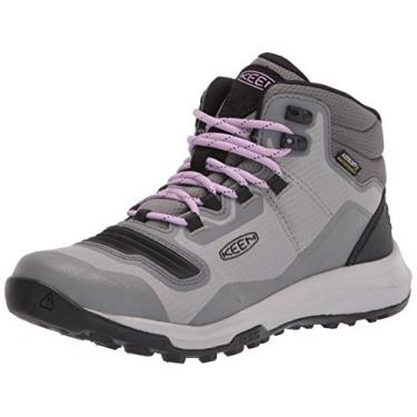 Imagem de KEEN Bota de caminhada feminina Tempo Flex altura média leve impermeável, Aço cinza/violeta africana, 37