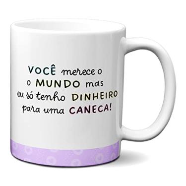 Imagem de Caneca Flork Namorados Mãos Dadas Você Merece O Mundo Mas (Branca)