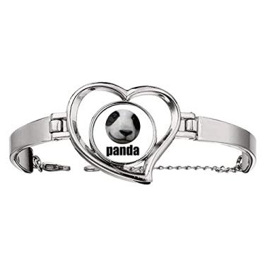 Imagem de N/A N/A Bracelete de arame com joias de coração e pingente de panda do tesouro nacional chinês, medium, metal