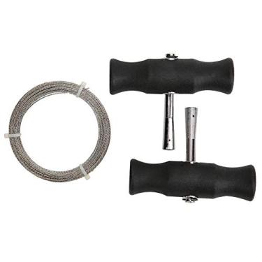 Imagem de Kit de ferramentas para remoção de para-brisa, fio de corte de vidro de janela de para-brisa de 72 pés/22 m com 2 conjuntos de broche de linha de alça T antiderrapante para desmontagem de vidro de carro (3 fios)
