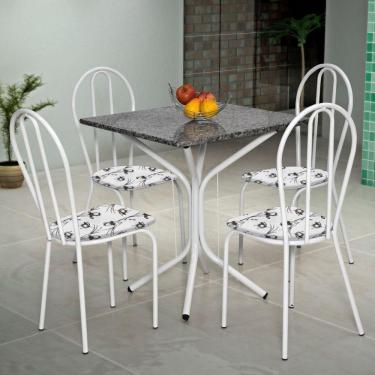 Imagem de Conjunto Mesa e 4 Cadeiras Thais Artefamol Branco/branco flor