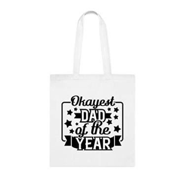 Imagem de Sacola Okayest Dad Of The Year (papai do ano), ótima bolsa para o pai do ano presente para papai, bolsa de ombro papai, bolsas reutilizáveis para papai, presente para papai, filha favorita, filho e filhos, Branco