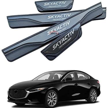 Imagem de GZBFTDH Proteção de Peitoril Soleira da Porta, para Mazda 3 2015-2022 Carro Acessórios, Aço Inoxidável Kick Plate Guard de Pedal de Limiar Protetor, Peças para Automóveis