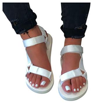 Imagem de Sandálias para mulheres, sandálias femininas de caminhada ao ar livre chinelos de plataforma sapatos de verão casual sandálias esportivas, Cinza, branco., 9
