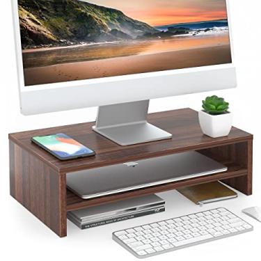 Imagem de Fitueyes – Suporte para monitor de computador com braçadeira para mesa de TV de 16 polegadas, 2 níveis e suporte para monitor DT204203WB