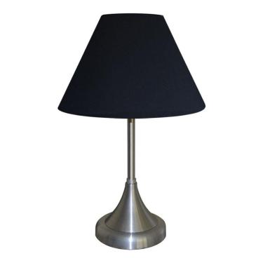 Imagem de Abajur para Sala ou Quarto Base em Alumínio Escovado e Cúpula de algodão Preto