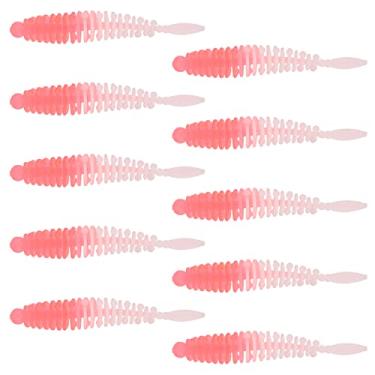 Imagem de Tingpai 10 peças Iscas de pesca de minhoca ia Iscas de pesca re stas Iscas de pesca do robalo de água doce Equipamento de pesca a ficial