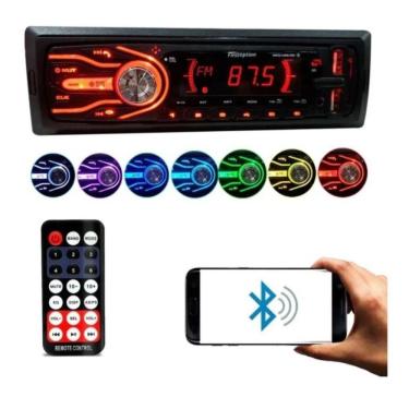 Imagem de Rádio Mp3 Automotivo Carro Bluetooth 2X Usb 4X50Wrms 7 Cores