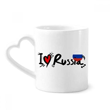 Imagem de I Love Russia Word Flag Heart Mug Coffee Ceramic Drinkware Glass Heart Cup