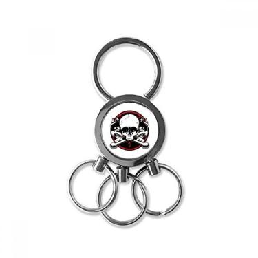 Imagem de Esqueleto pirata decoração padrão aço inoxidável metal chaveiro chaveiro carro chaveiro clipe presente, Multicor