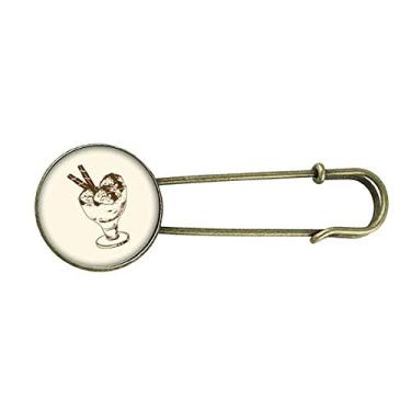 Imagem de Barra de chocolate marrom sorvete bola de vidro retrô broche de metal clipe de joias