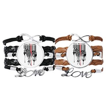 Imagem de DIYthinker Pulseira preta vermelha listrada código grafite pinto pulseira de mão pulseira de corda de couro conjunto duplo presente, Não se candidatar