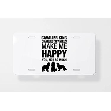 Imagem de Capa para placa de carro Cavalier King Make Me Happy – Capa para placa de carro – Capa para placa de carro 15,24 x 30,48 cm