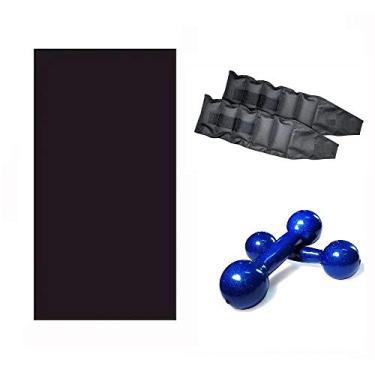 Imagem de Kit Treine em Casa - Colchonete + Par de Tornozeleira 5 Kg + Par de Halteres de 5 Kg