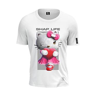 Imagem de Camiseta Hello Kitty Shap Life Cute Fofo 100% Algodão Cor:Branco;Tamanho:P