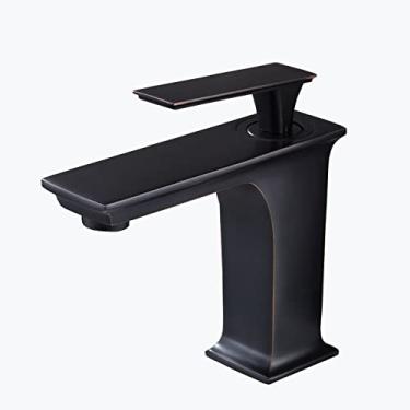 Imagem de LIDON Torneira preta banheiro torneira da pia do banheiro furo único torneira da bacia de latão furo único torneira do lavatório preto torneira do banheiro para lavatório, preto A (cor: preto B)