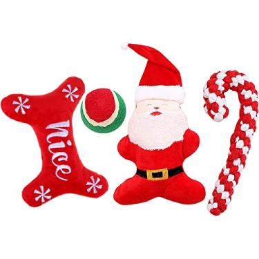 Imagem de JPB Pacote com 4 brinquedos de Natal para cães pequenos, presentes de cachorro de Natal