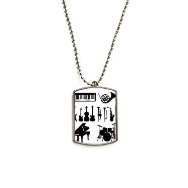 Imagem de DIYthinker Colar para animais de estimação com pingente de corrente de aço inoxidável, combinação de ouvir música clássica, sax