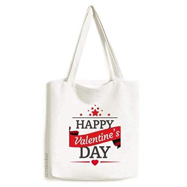 Imagem de Bolsa sacola de lona vermelha e preta para o Dia dos Namorados